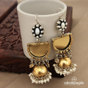 Glass Pearly Dual Tone Jhumka (Dt1119)