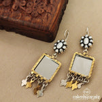 Square Glass Dual Tone Jhumka (Dt1120)