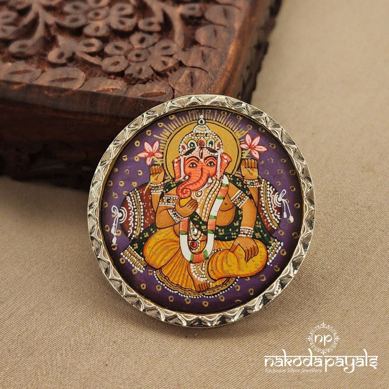 Ganesha Painted Finger Ring (F2371)