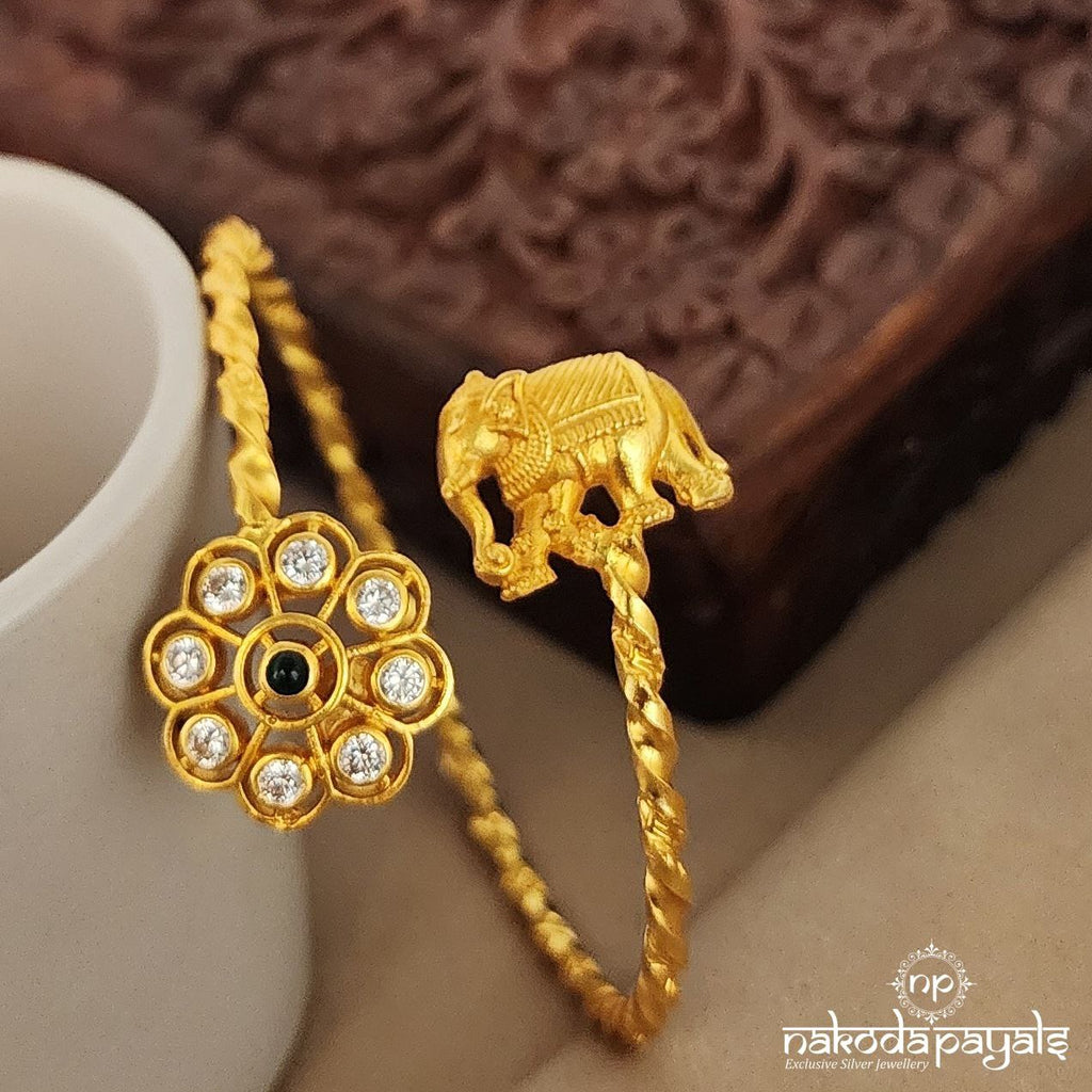 Floral Elephant Single Open Kada (Gk2565)