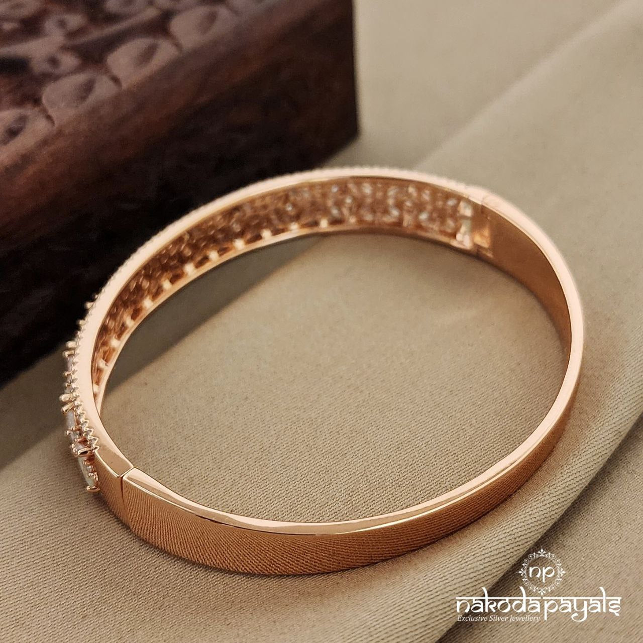 Floral Rose Gold Single Openable Kada (Sk1018)