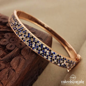 Blue Dotted Rose Gold Single Openable Kada (Sk1020)