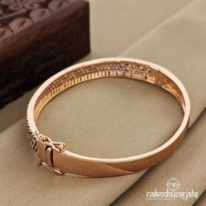 Blue Dotted Rose Gold Single Openable Kada (Sk1020)