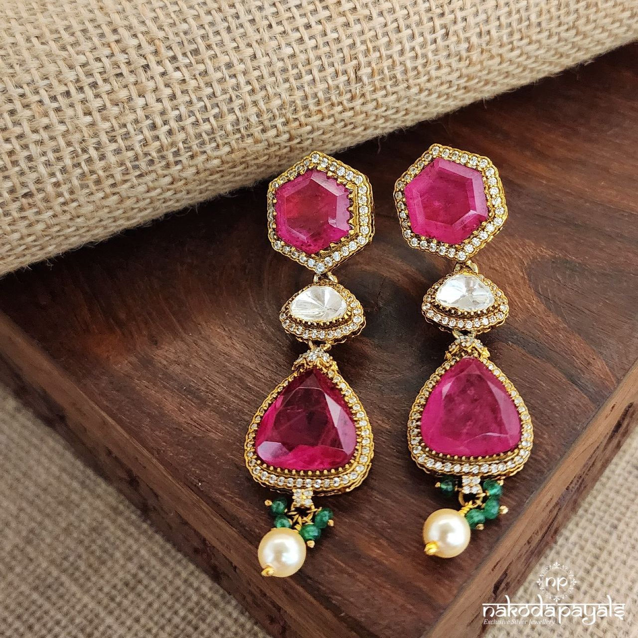 Gulab Moissanite Neckpiece With Earrings (Gn8441)