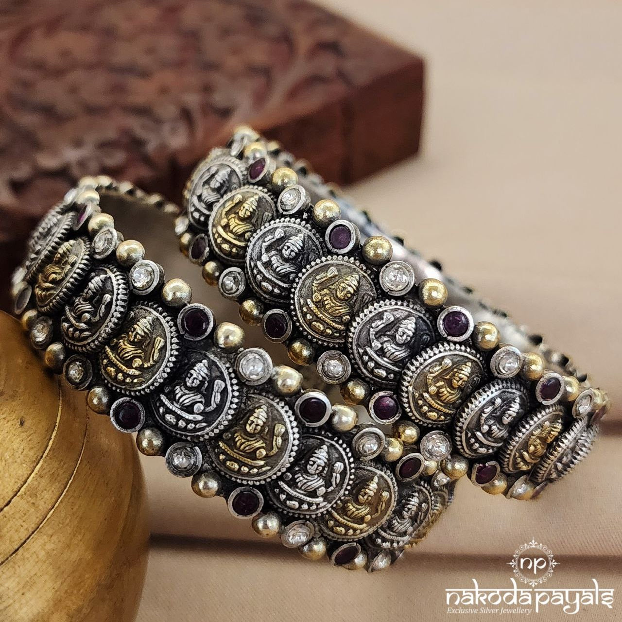 Conjoining Coins Dual Tone Bangle Pair 2.6 (K5041)