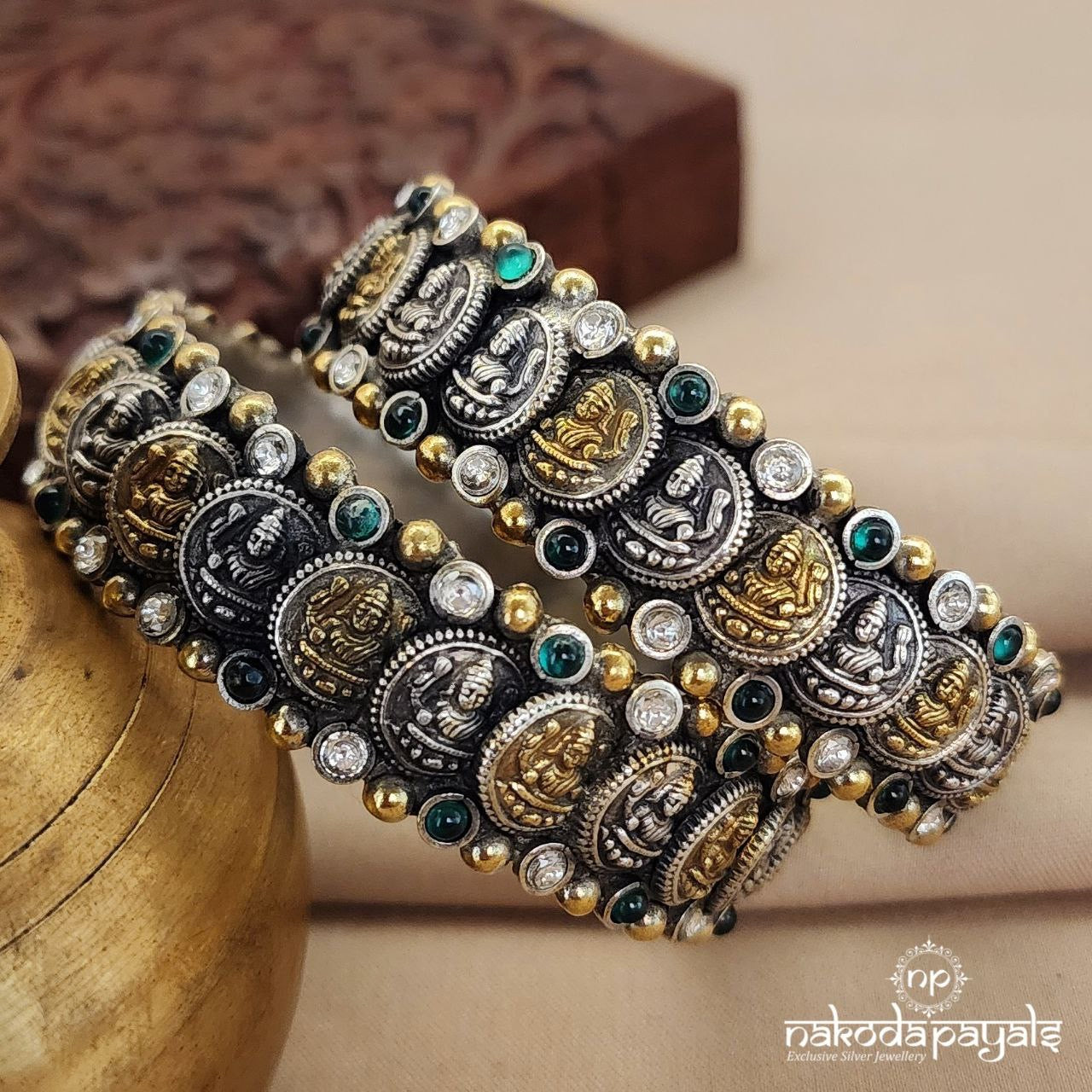 Super Imposed Coins Dual Tone Bangle Pair 2.4 (K5040)