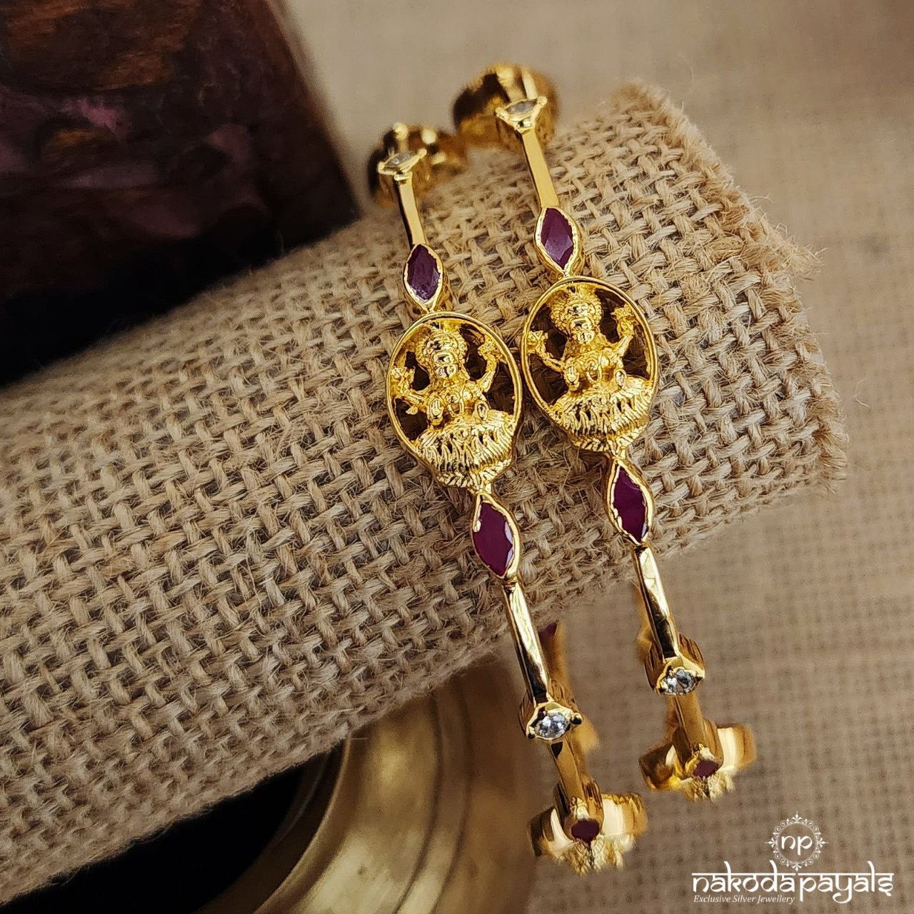 Elegant Pink Lakshmi Bangle Pair (Gk2840)