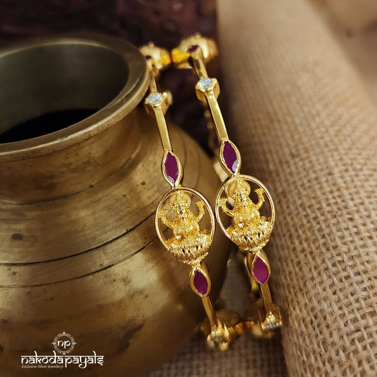 Elegant Pink Lakshmi Bangle Pair (Gk2840)