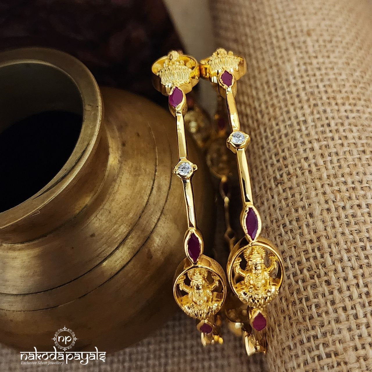 Elegant Pink Lakshmi Bangle Pair (Gk2840)