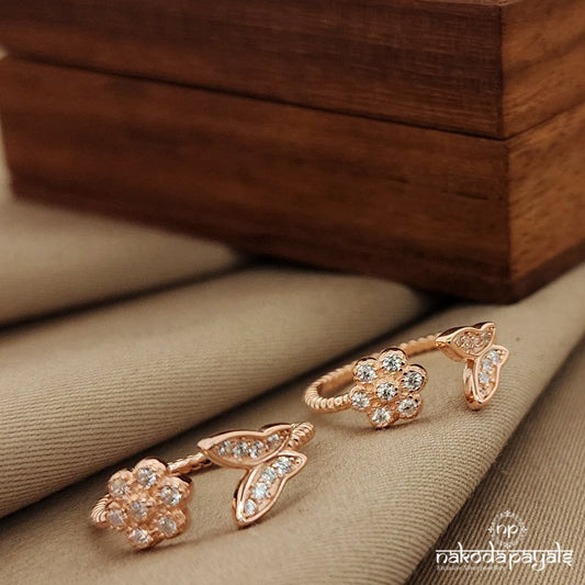 Flower Butterfly Rosegold Toerings (T4059)