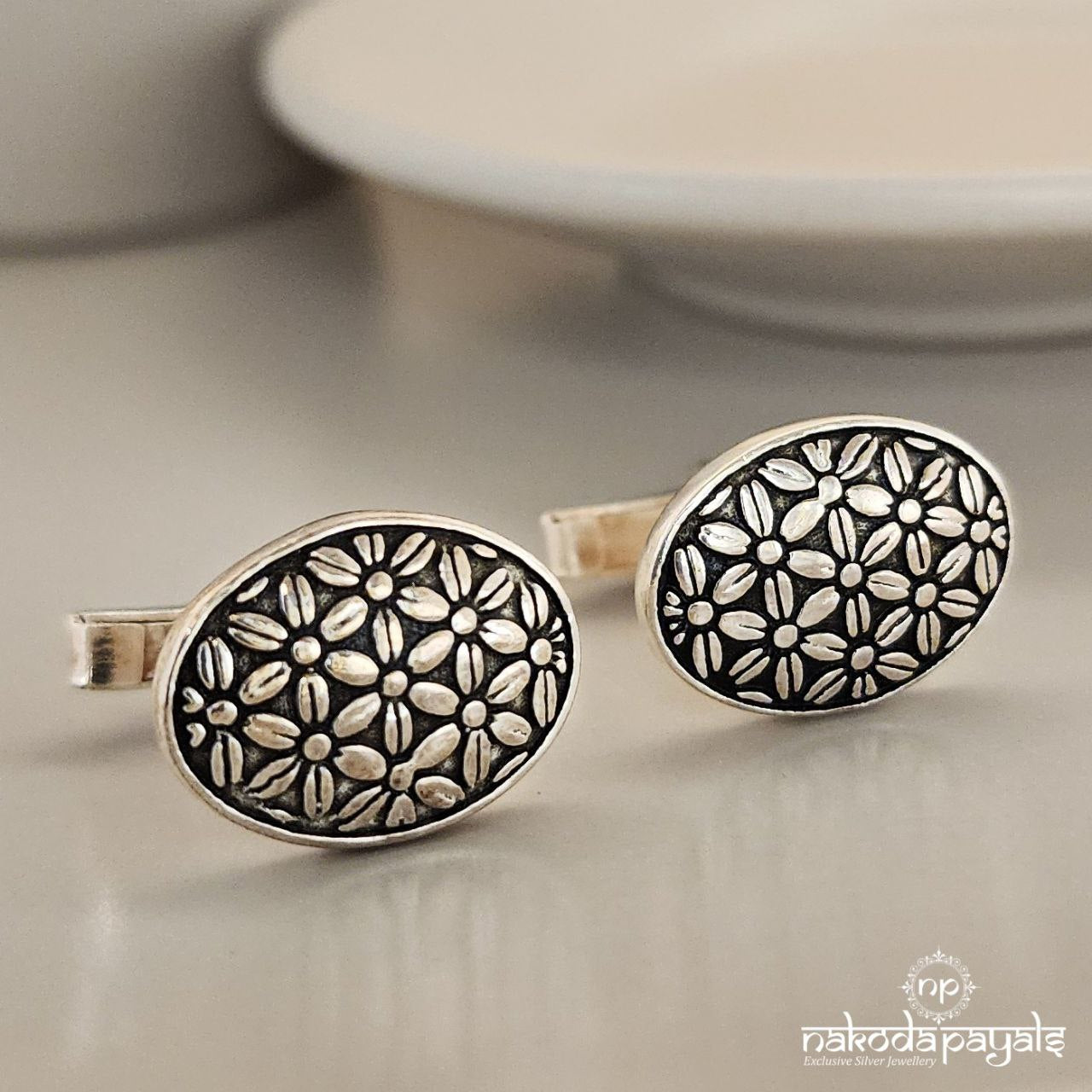 Oval Floral Cufflinks (CF0189)