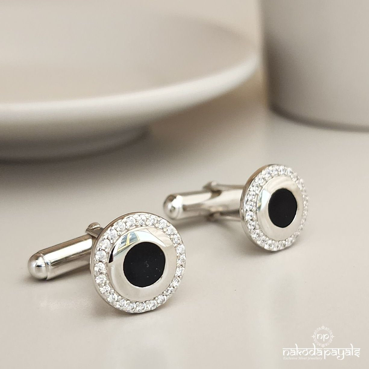 Black Round Cufflinks (Cf0209)