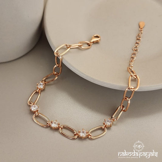 Sparkling Linked Rosegold Bracelet (Br1620)