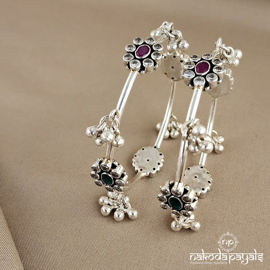 Colorful Cutstone Ghungroo  Bangle Pair (K4049