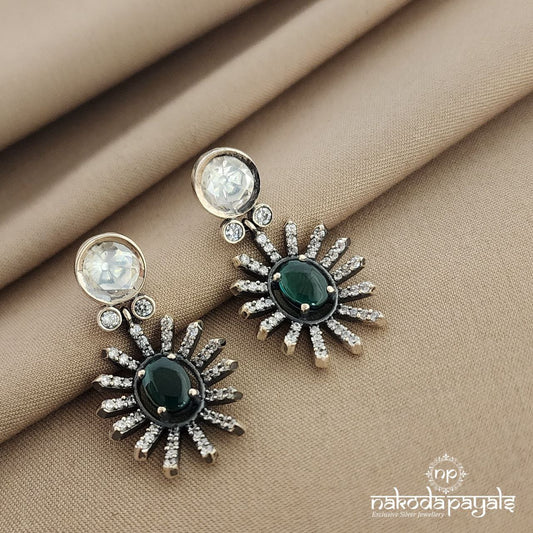 Green Cup CZ Earrings (C7180)