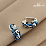 Abstract Blue & Black Enamel Earrings (St1874)