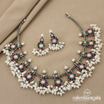 Floral Neckpiece With Earrings (N8436)