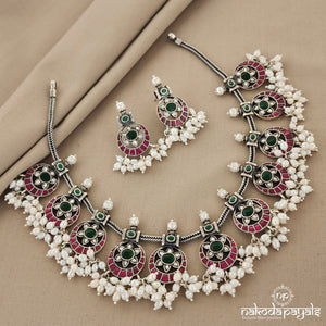 Floral Moon Neckpiece With Earrings (N8437)