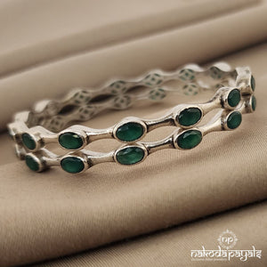 Oval Green Bangle Pair (K4094)