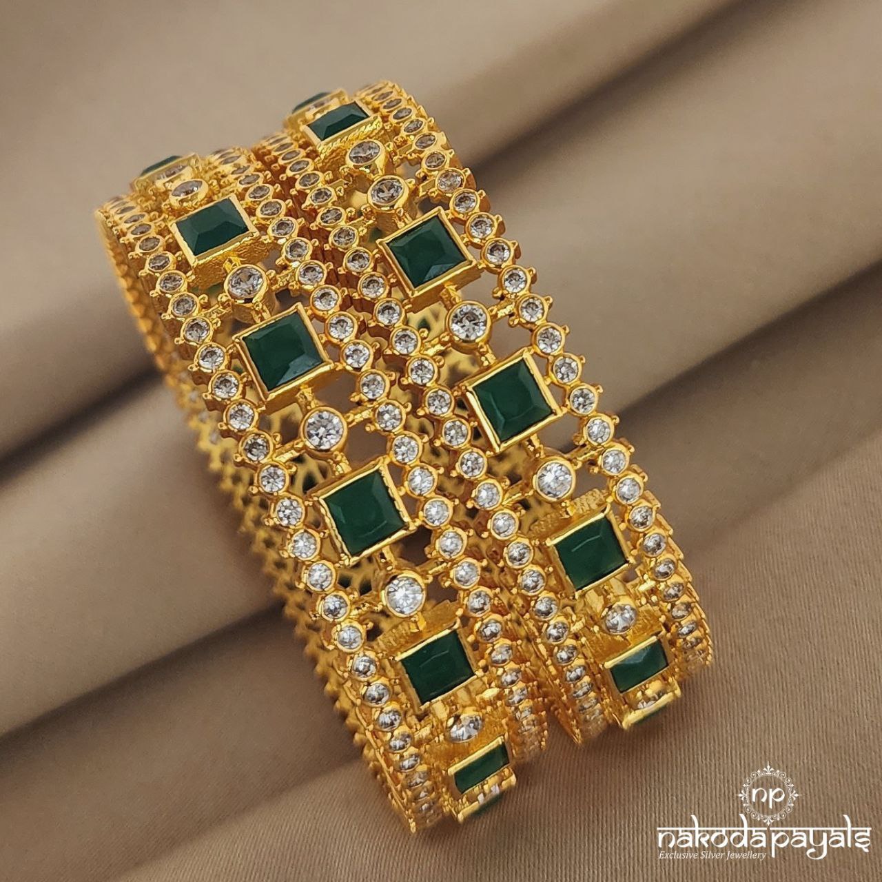 Square Green Bangle Pair (GK2349)