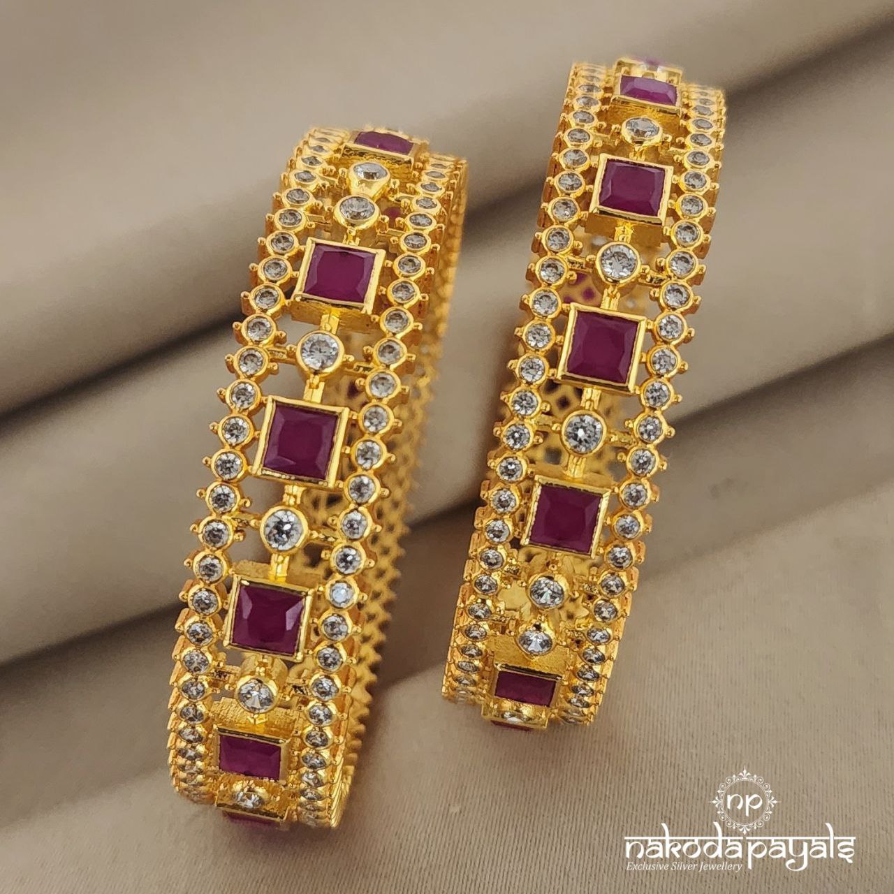 Square Ruby Bangle Pair (GK2350)