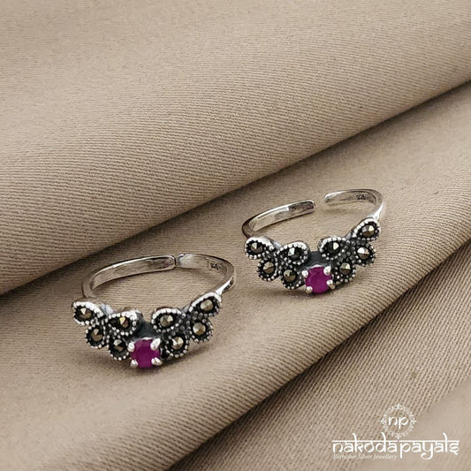 Pink Marcasite Toerings Pair (T2787)