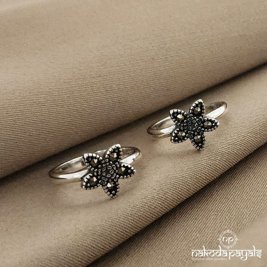 Floral Marcasite Toerings Pair (T2797)