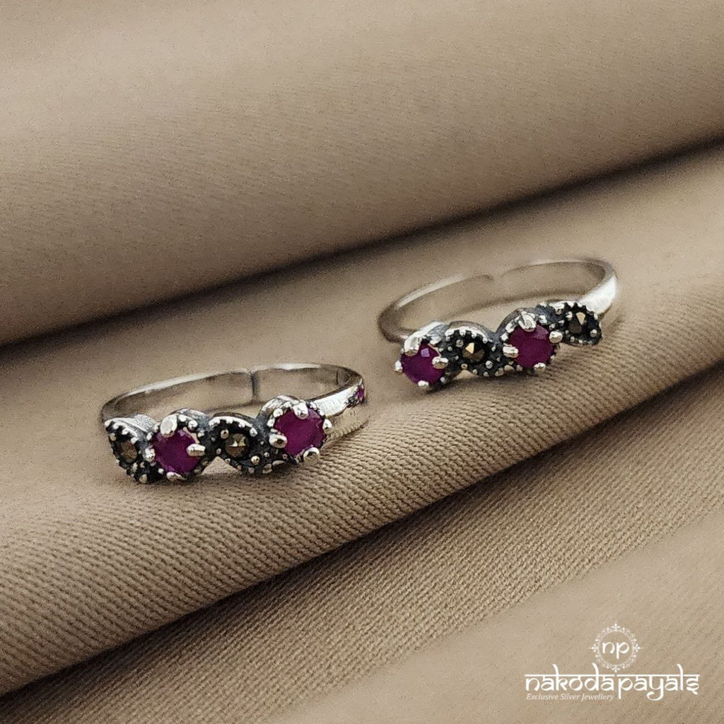 Pink Marcasite Toerings Pair (T2809)