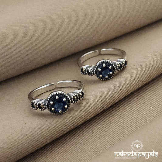 Blue Marcasite Toerings Pair (T2824)