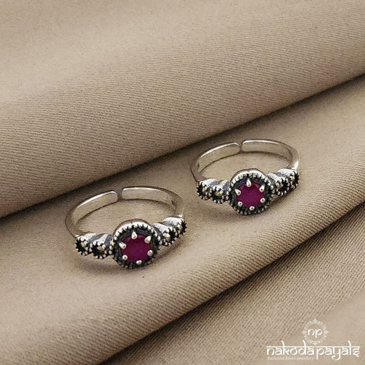 Pink Marcasite Toerings Pair (T2825)