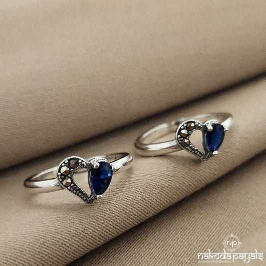 Blue Heart Toerings Pair (T3830)
