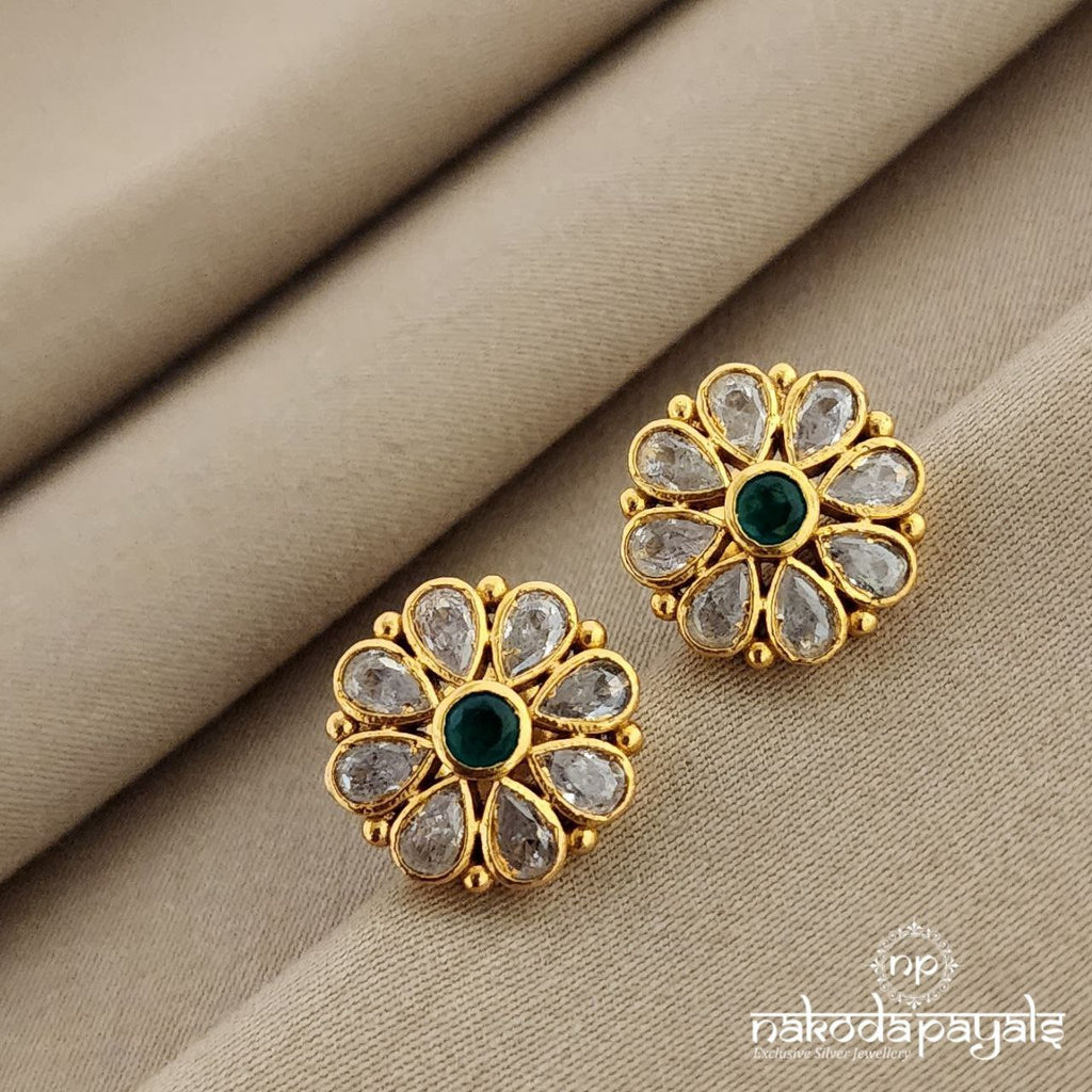 Floral Green Studs (Ge6140)