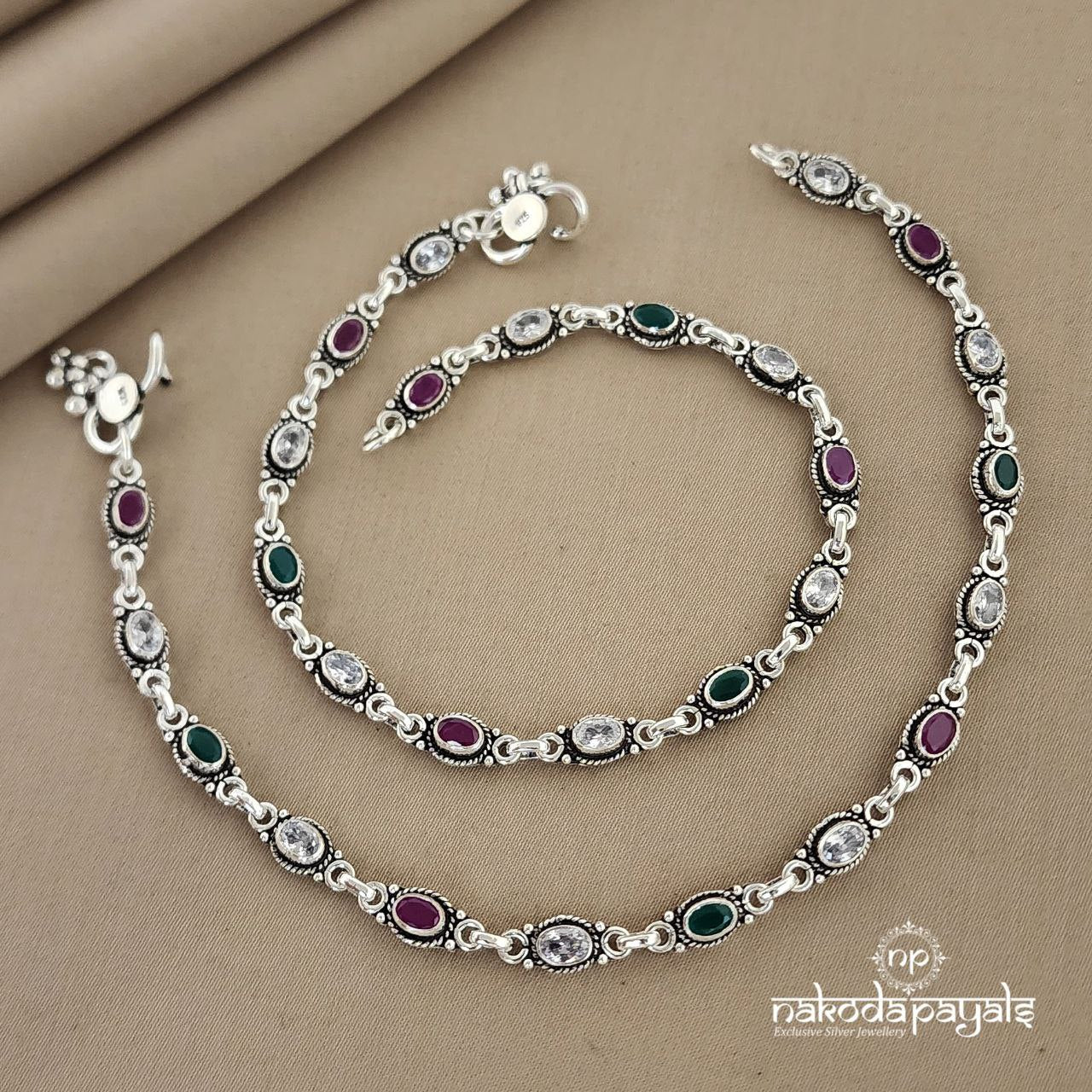 Three Colour Oval Anklets (A4209)