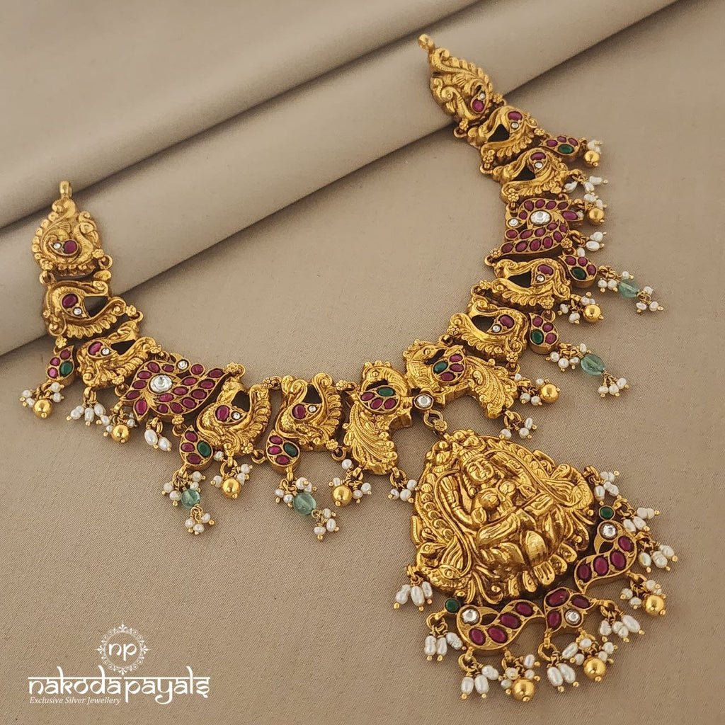 Chain Plated Kundan Lakshmi Neckpiece (Gn6178)