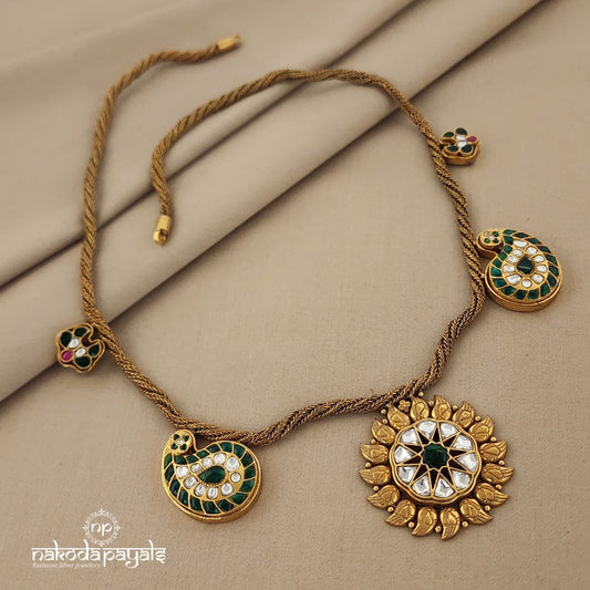Green Kundan Mango Rope Neckpiece ( GN6225)