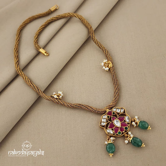 Red Kundan Pendant Rope Neckpiece(GN6229)