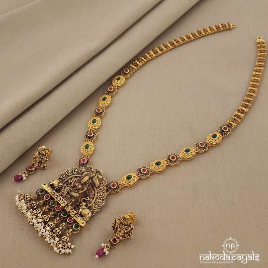 Peacock Lakshmi Kundan Neckpiece with Earrings (GN6238)