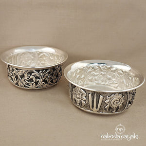 Shankuchakra Carved Bowls Pair (Aa0395- Aa0397)