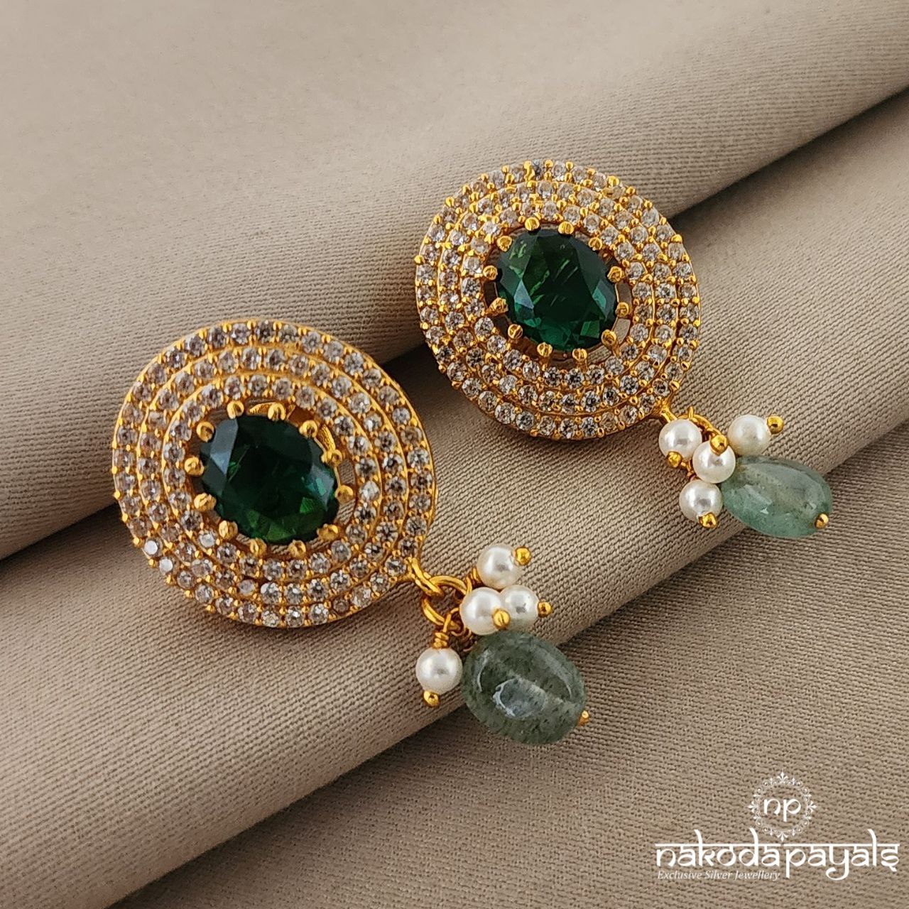 Oval Green Studs (GE6273)