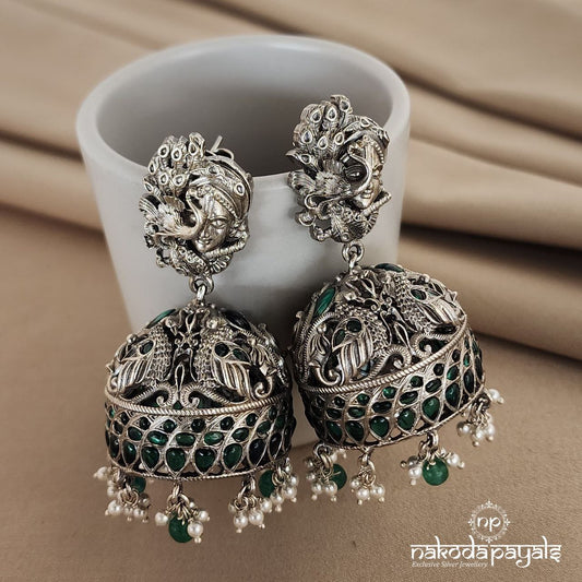 Green Peacock Krishna Jhumka (J5056)