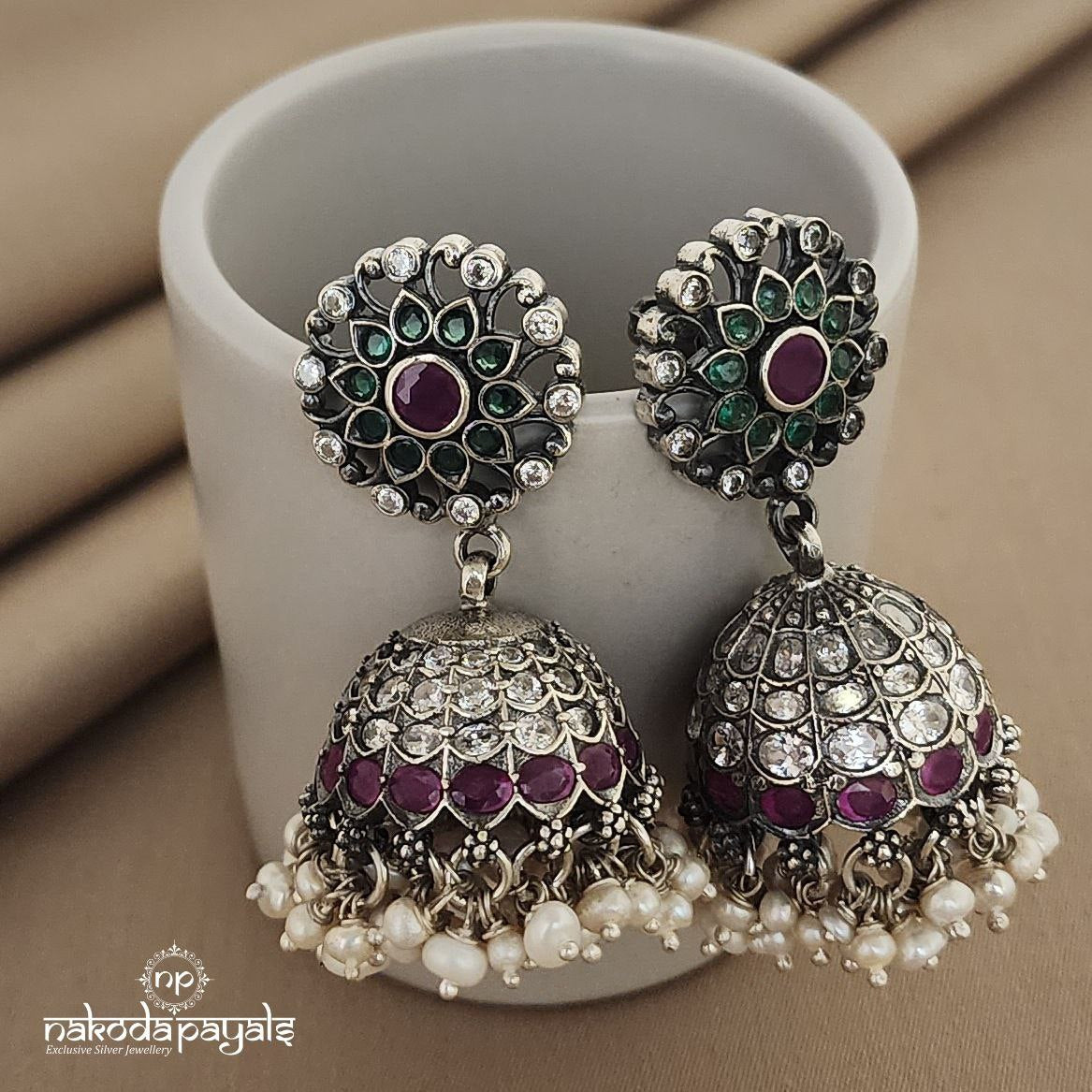 Enchanting Floral Green Jhumka (J5079)