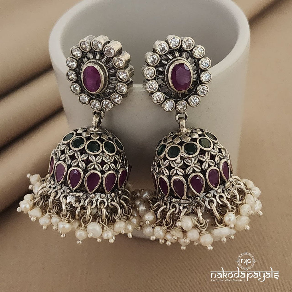 Arresting Oval Red Jhumka (J5080)