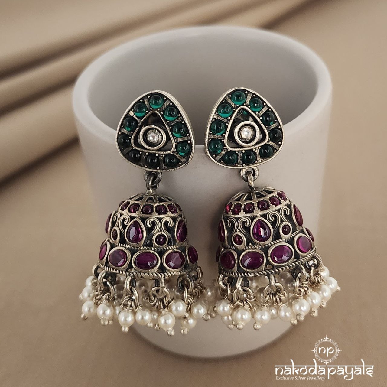 Triangle Green Jhumka (J5101)