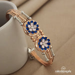 Blue Flowers Rose Gold Bracelet Kada (St1954)