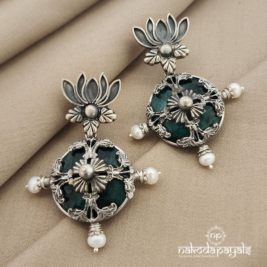 Lotus Green Pearl Chandbali (C7411)
