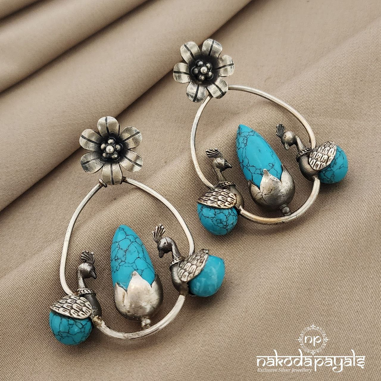 Floral Turquoise Chandbali (C7416)