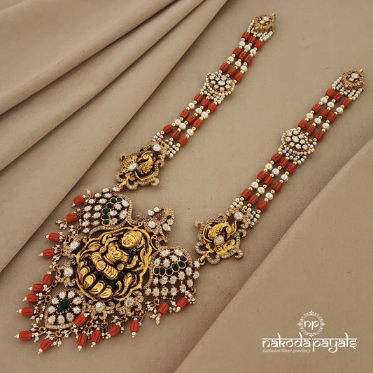 Bewitching Coral Lakshmi Moissanite Neckpiece (GN6332)