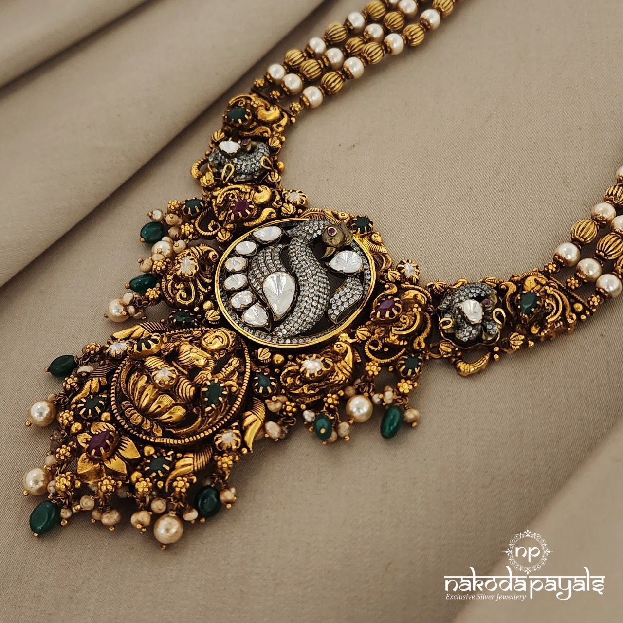 Mesmerizing Peacock Lakshmi Moissanite Neckpiece (GN6352)