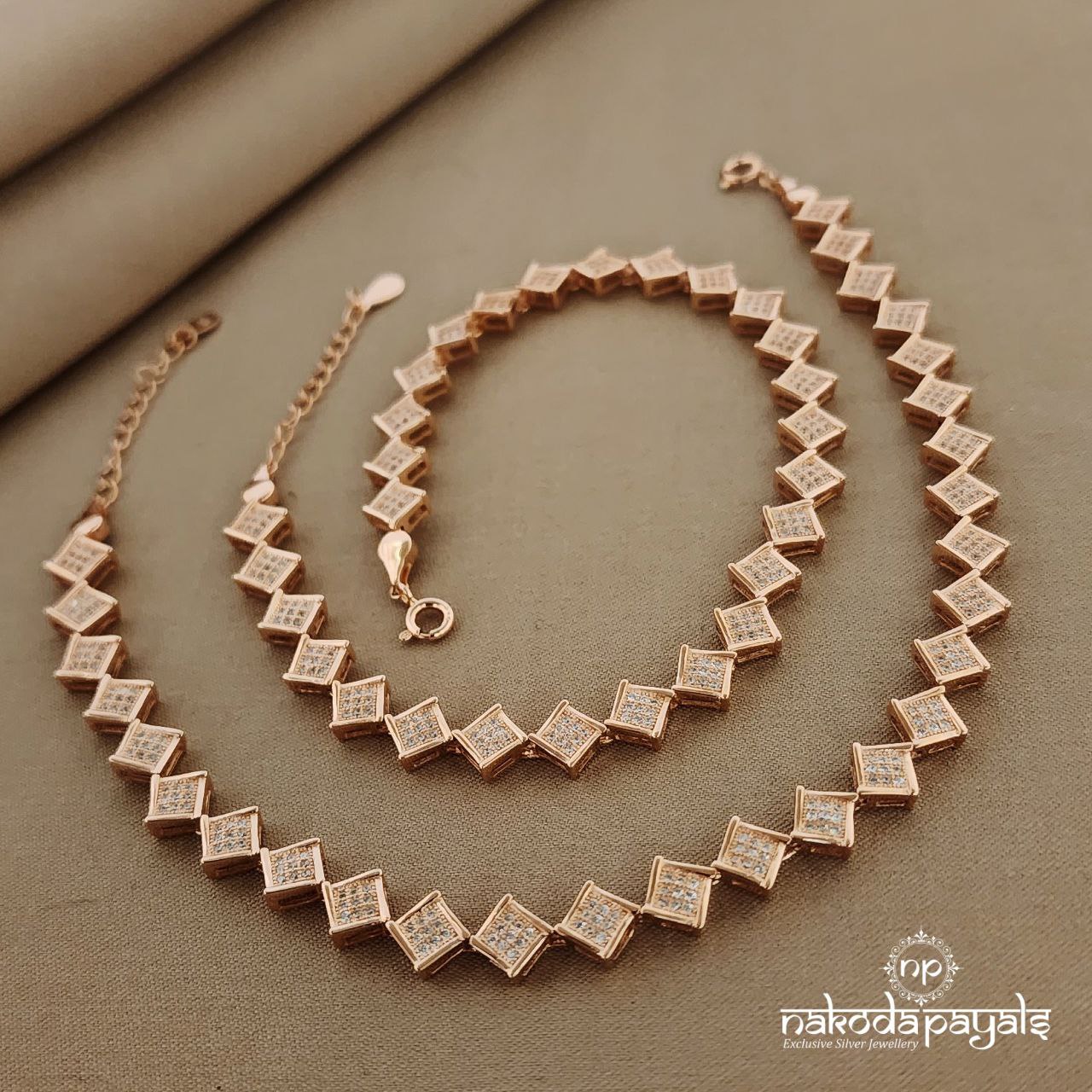 Rose Gold Cubes Anklets (A4660)