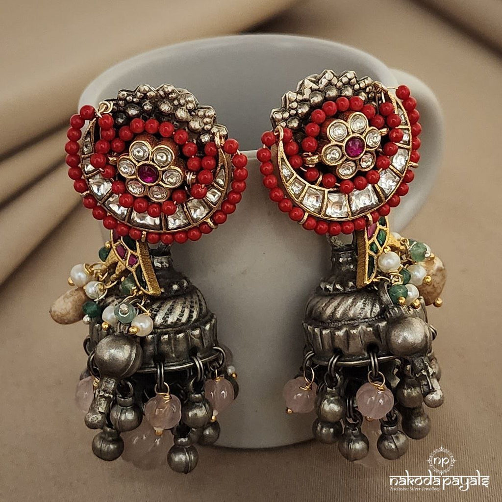 Coral Moon Parrot Dual Tone Jhumka (DT0754)